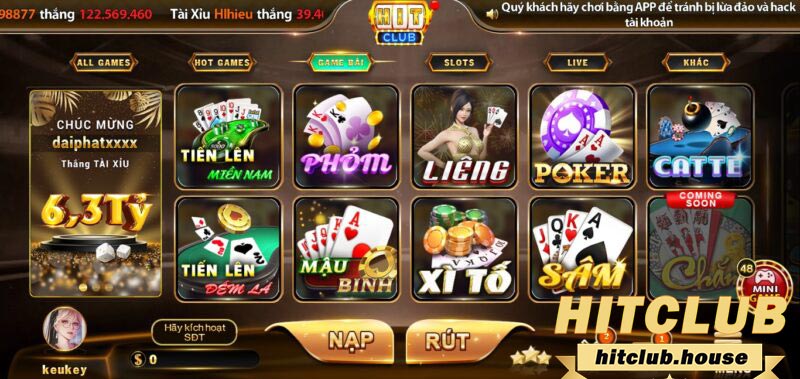 Hướng dẫn tân thủ chơi game bài online tại Hitclub